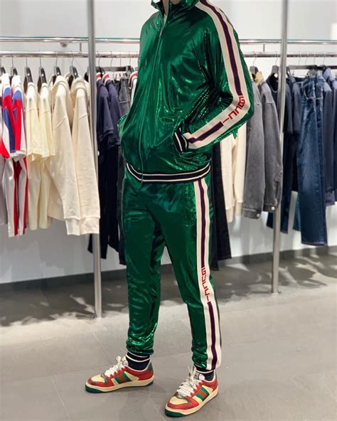 gucci tracksuit green and red|Gucci tracksuit technical.